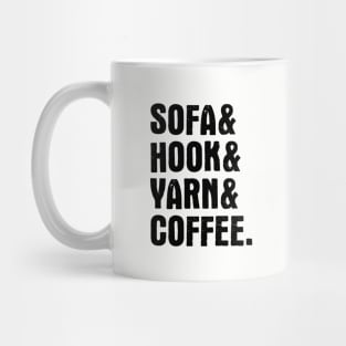 Sofa, hook, yarn & coffee (black) Mug